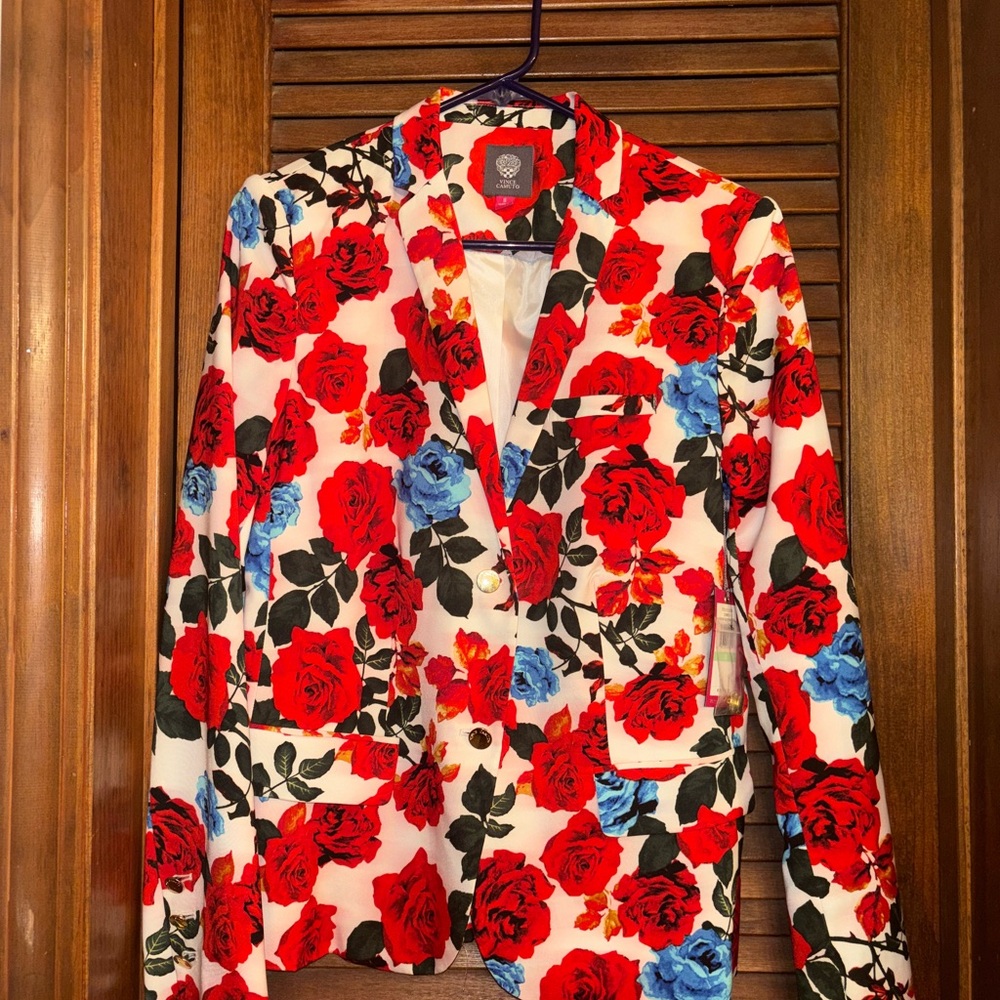 Vince Camuto Red Floral Blazer